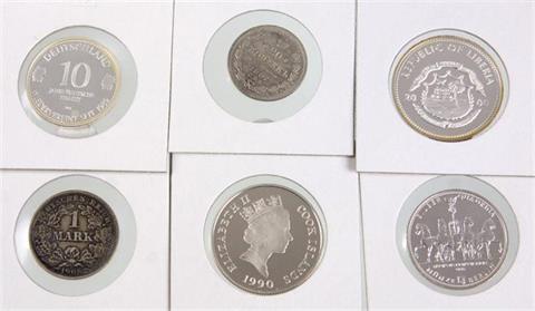 6 Silber Münzen u. Medaillen