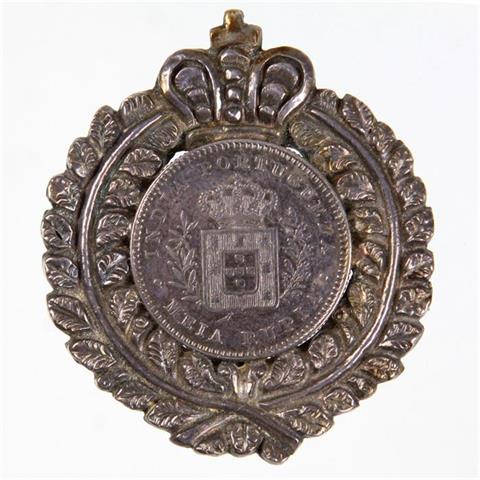 gefasste Silbermünze 1882