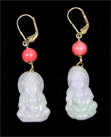 Ohrringe mit Jade Buddha u. Koralle
