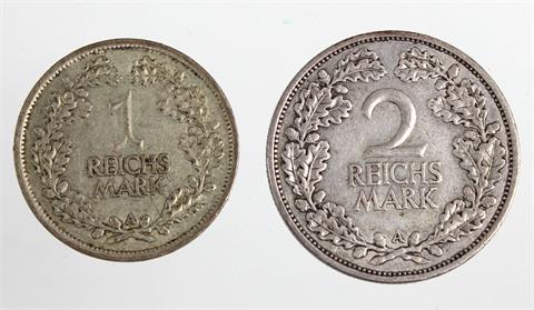 1 und 2 Reichsmark 1926 A