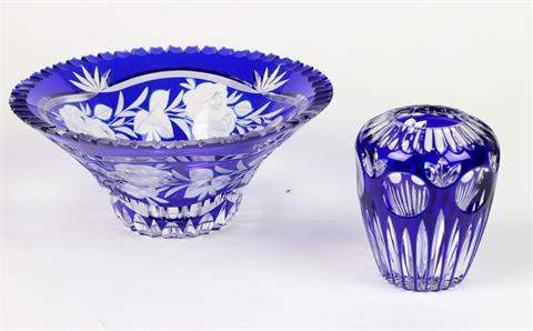 Kristall Vase und Schale
