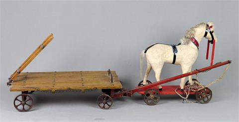 Ziehpferd mit Tafelwagen um 1920