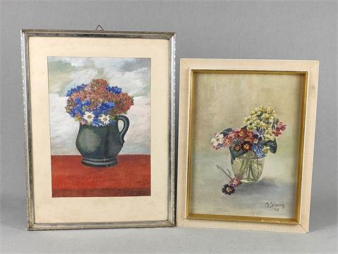 2 Blumen Stillleben - signiert 1936/37