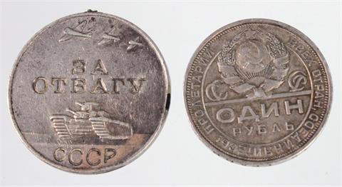 Rubel 1924 und Medaille