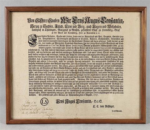 Sachsen - Erlass vom 26. Augusti 1757
